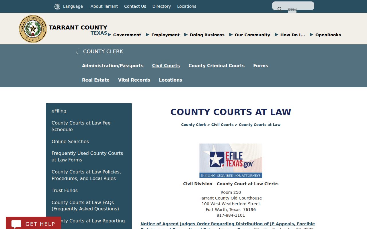 Tarrant County court record County Clerk copy workflow