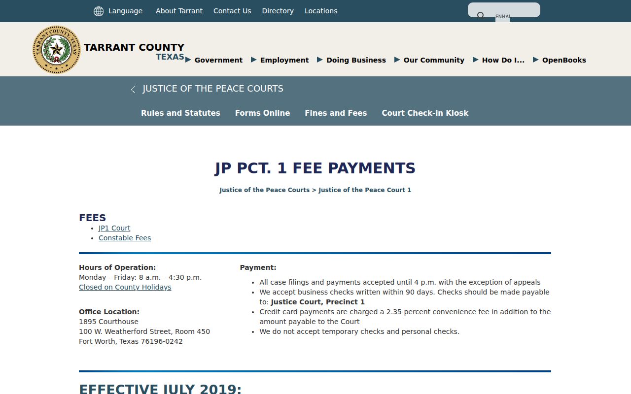 Tarrant County traffic ticket JP search and copy details