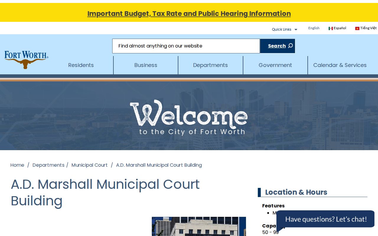 Fort Worth court docket at the A.D. Marshall building