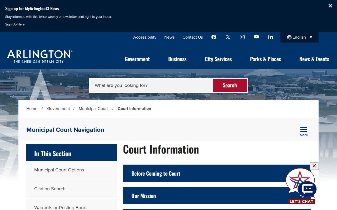 Arlington court docket citation and appearance information