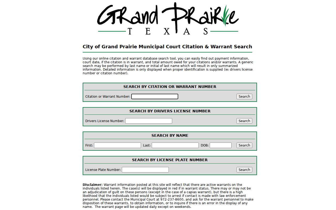 Grand Prairie court docket four municipal search modes