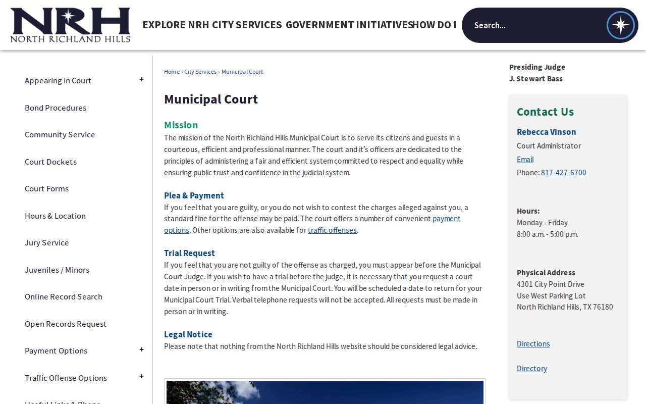 North Richland Hills court docket municipal contact information