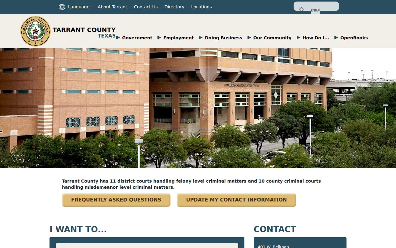 Tarrant County court docket felony and misdemeanor split